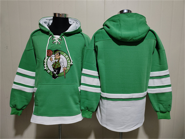 Men's Green Boston Celtics Blank Lace-Up Pullover Hoodie